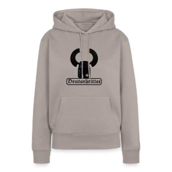 Deutschritter - Frauen Premium Bio Hoodie - Taupe - Vorne - Julia (174cm)