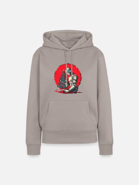 Weihnachtszeit-Cyborg - Frauen Premium Bio Hoodie - Taupe