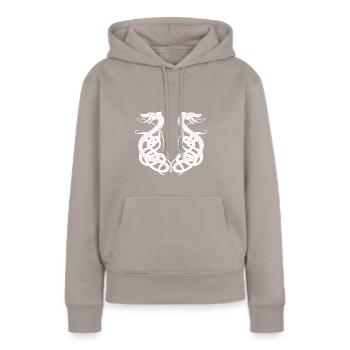 Celtic Dragon Tribal - Sweat à capuche Premium bio Femme - taupe - Devant - Julia (174cm)