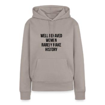 Feminist Feministin Feminismus Geschichte Schwarz - Frauen Premium Bio Hoodie - Taupe - Vorne - Julia (174cm)