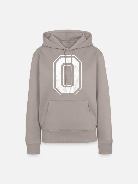 Zahl 0, Null - Frauen Premium Bio Hoodie - Taupe