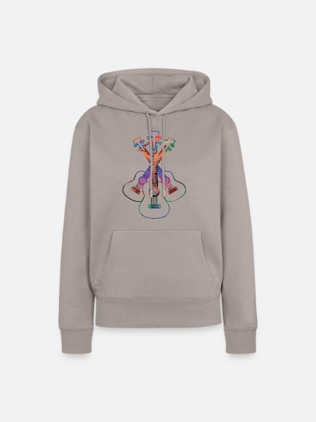 Ukulele lineart - Frauen Premium Bio Hoodie - Taupe