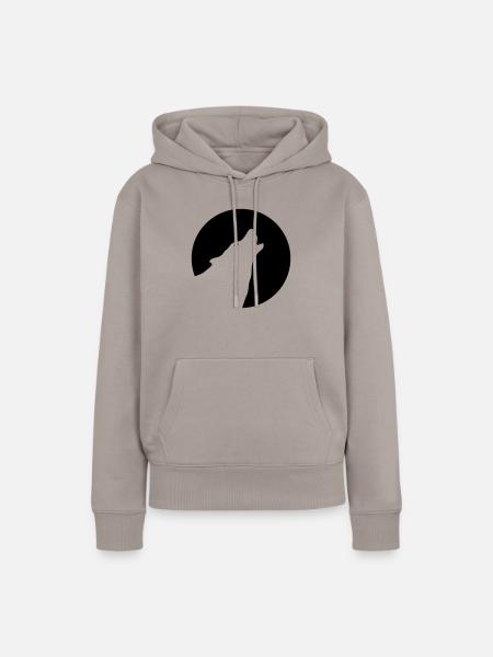 Wolf - Frauen Premium Bio Hoodie - Taupe
