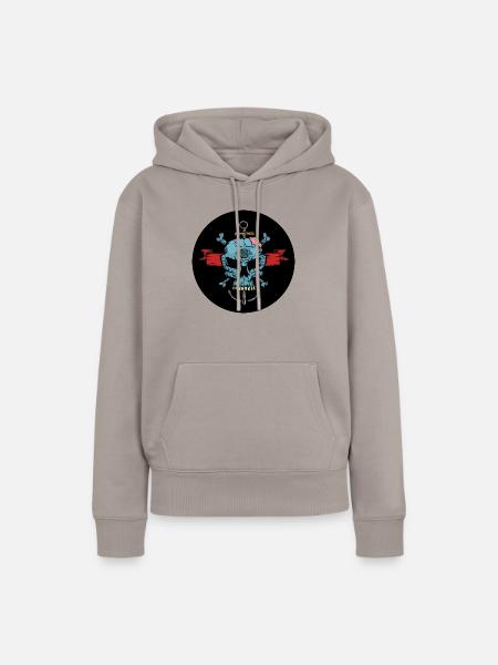 Blue Skull - Frauen Premium Bio Hoodie - Taupe