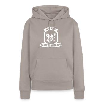 STOFF UND SCHNAPS - Frauen Premium Bio Hoodie - Taupe - Vorne - Julia (174cm)