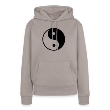 Ying Yang - Frauen Premium Bio Hoodie - Taupe - Vorne - Julia (174cm)