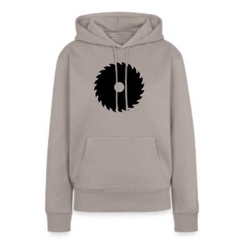 Scie circulaire - Sweat à capuche Premium bio Femme - taupe - Devant - Julia (174cm)