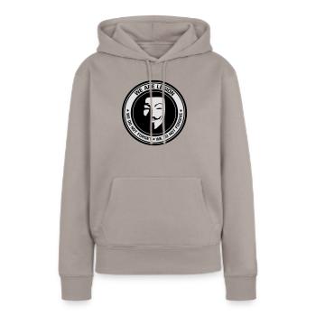 Anonyme - nous sommes légion - Sweat à capuche Premium bio Femme - taupe - Devant - Julia (174cm)
