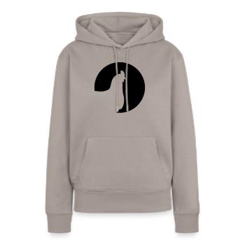 Poule - Sweat à capuche Premium bio Femme - taupe - Devant - Julia (174cm)