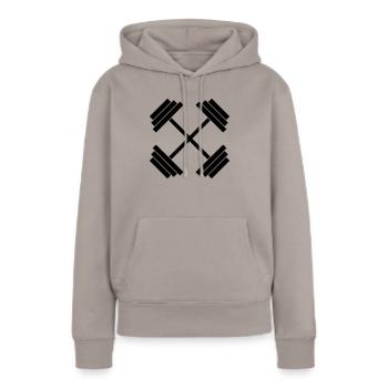 haltère - Sweat à capuche Premium bio Femme - taupe - Devant - Julia (174cm)