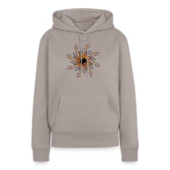 Fire flames boule de feu - Sweat à capuche Premium bio Femme - taupe - Devant - Julia (174cm)