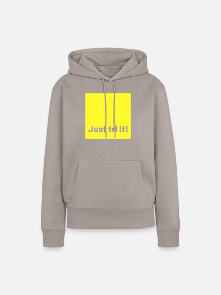 just tri it yellow - Frauen Premium Bio Hoodie - Taupe