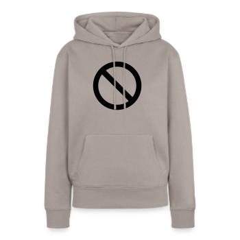 VERBOTEN!!!! - Frauen Premium Bio Hoodie - Taupe - Vorne - Julia (174cm)