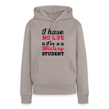 Histoire - Sweat à capuche Premium bio Femme - taupe - Devant - Julia (174cm)