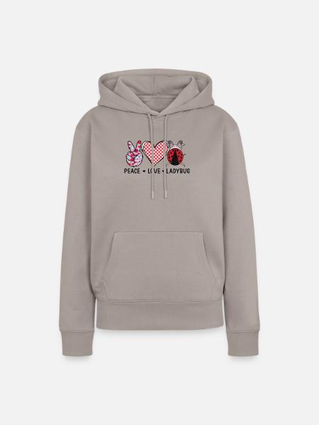 Frieden Liebe Marienkäfer - Frauen Premium Bio Hoodie - Taupe
