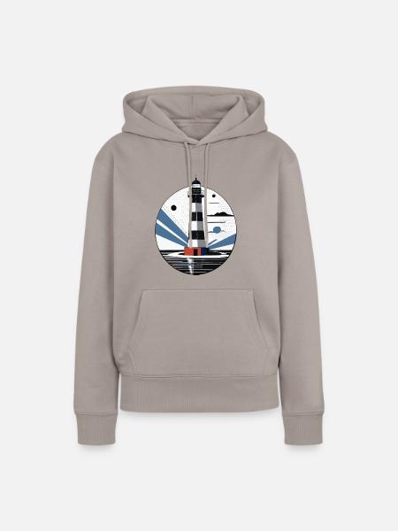 Leuchtturm, Küste, Meer - Frauen Premium Bio Hoodie - Taupe