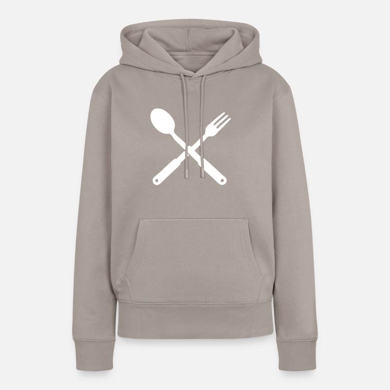 Cooking utensils fork and spoon - Women’s Premium Organic Hoodie - taupe