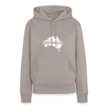 australie - Australie - Sweat à capuche Premium bio Femme - taupe - Devant - Julia (174cm)