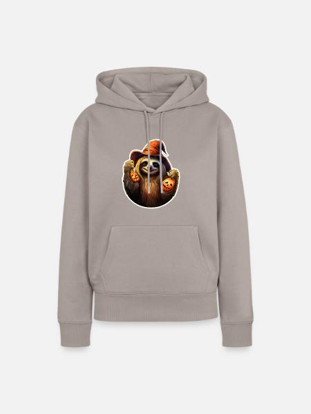 Halloween Faultier 2 - Frauen Premium Bio Hoodie - Taupe