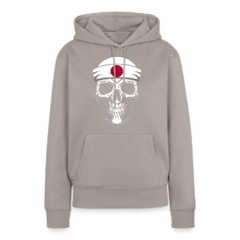 Nationalité Drapeau national Drapeau Tête de mort - Sweat à capuche Premium bio Femme - taupe - Devant - Julia (174cm)