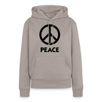 Peace Peacezeichen Love and Peace - Frauen Premium Bio Hoodie - Taupe - Vorne - Julia (174cm)