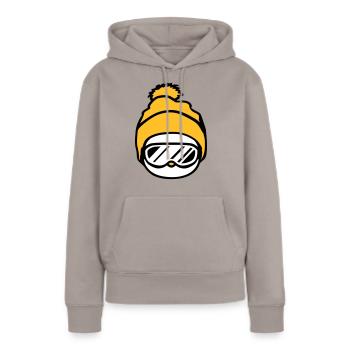 kueken kopf gesicht schnee winter vogel spass renn - Frauen Premium Bio Hoodie - Taupe - Vorne - Julia (174cm)