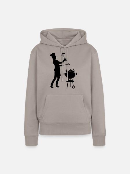 Freizeit - Mann Grill - Frauen Premium Bio Hoodie - Taupe