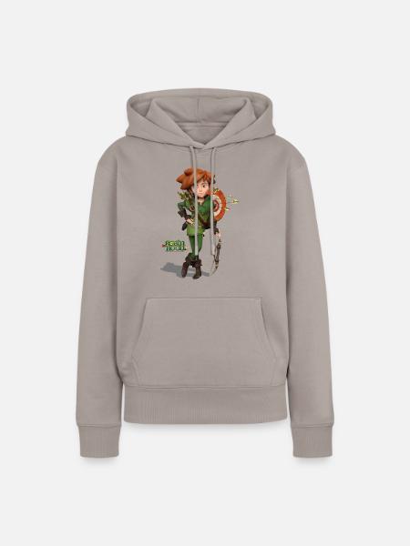 Robin Hood Schlitzohr Von Sherwood Mit Bogen - Frauen Premium Bio Hoodie - Taupe