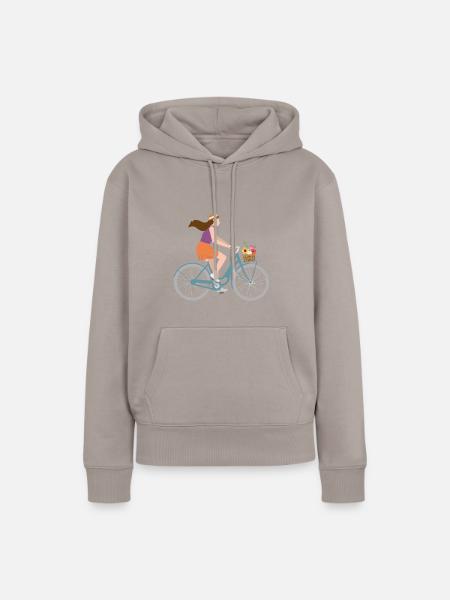 Fahrrad Bike Radfahrerin - Frauen Premium Bio Hoodie - Taupe