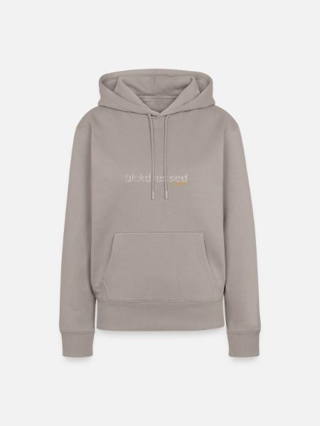 blckdressed Text in Text Design - Frauen Premium Bio Hoodie - Taupe