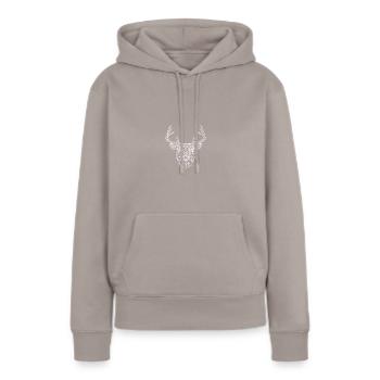 Hirschgeweih - Frauen Premium Bio Hoodie - Taupe - Vorne - Julia (174cm)