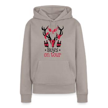 60 Macho Hirsch Geweih Boys on Tour Deer Männer - Frauen Premium Bio Hoodie - Taupe - Vorne - Julia (174cm)
