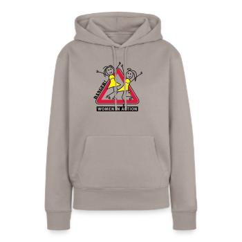 femmes en action - Sweat à capuche Premium bio Femme - taupe - Devant - Julia (174cm)