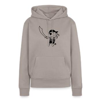 Pirat - Pirate - Sweat à capuche Premium bio Femme - taupe - Devant - Julia (174cm)