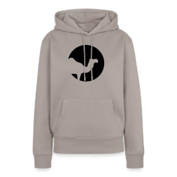 Chameau - Sweat à capuche Premium bio Femme - taupe - Devant - Julia (174cm)