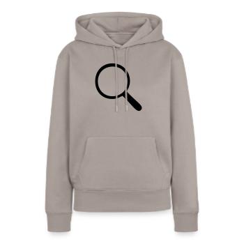 Lupe - Vergrößerungsglas - Frauen Premium Bio Hoodie - Taupe - Vorne - Julia (174cm)