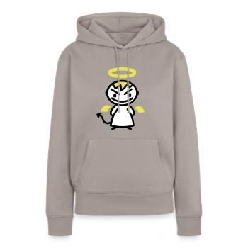 ange du mal - Sweat à capuche Premium bio Femme - taupe - Devant - Julia (174cm)