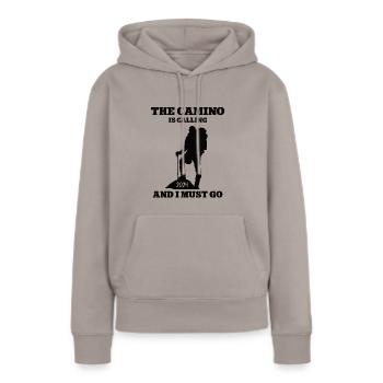 Jakobsweg 2024 Pilger Reise Wander Pilgern Wandern - Frauen Premium Bio Hoodie - Taupe - Vorne - Julia (174cm)
