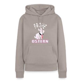 Frohe Ostern Osterhase Hase Karotten Geschenkidee - Frauen Premium Bio Hoodie - Taupe - Vorne - Julia (174cm)