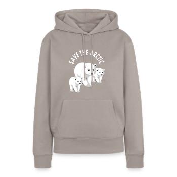 die Arktis retten Weißbär Eisbär Nordpol Geschenk - Frauen Premium Bio Hoodie - Taupe - Vorne - Julia (174cm)