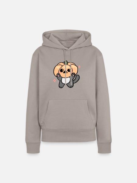 Pumpkitty! - Frauen Premium Bio Hoodie - Taupe
