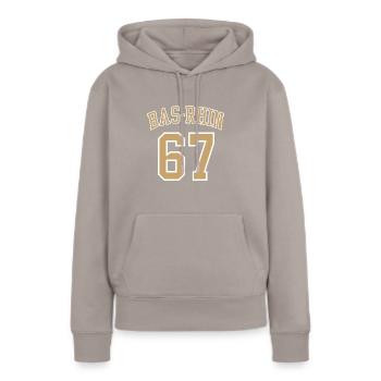 Bas Rhin 67 - Sweat à capuche Premium bio Femme - taupe - Devant - Julia (174cm)