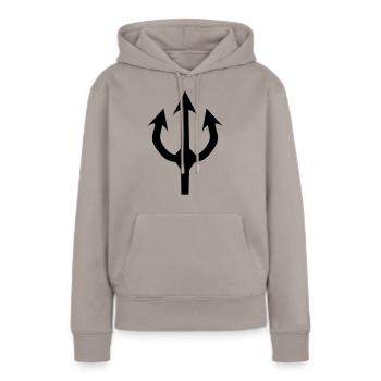 trident devil fork - Sweat à capuche Premium bio Femme - taupe - Devant - Julia (174cm)