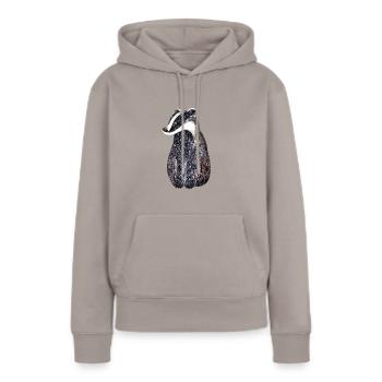 Dachs - Frauen Premium Bio Hoodie - Taupe - Vorne - Julia (174cm)