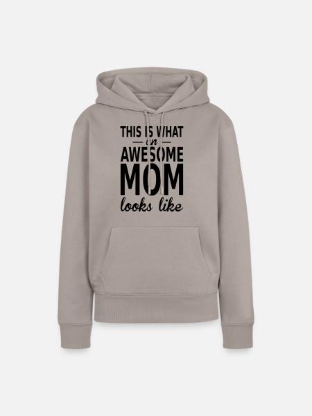 awesome mom - Frauen Premium Bio Hoodie - Taupe