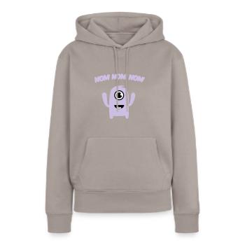 Nom Nom Nom Monstre - Sweat à capuche Premium bio Femme - taupe - Devant - Julia (174cm)