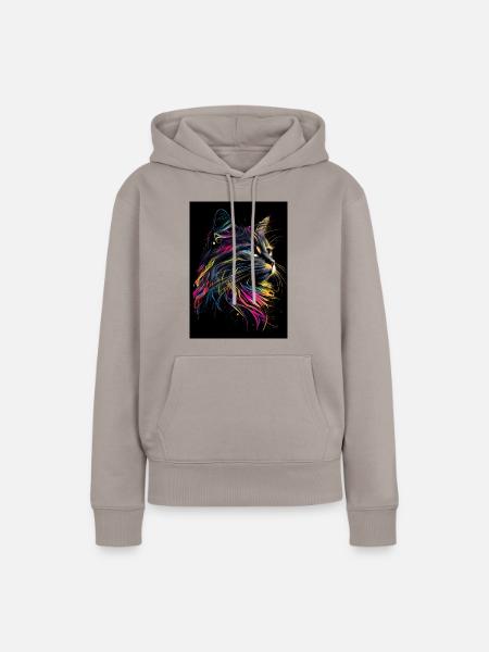 Abstract Cat - Frauen Premium Bio Hoodie - Taupe