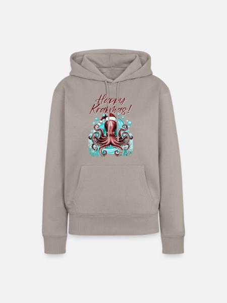 Frohe Krakmas! (Weihnachts-Oktopus) - Frauen Premium Bio Hoodie - Taupe
