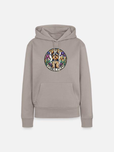 Yorkie-Mutter - Frauen Premium Bio Hoodie - Taupe