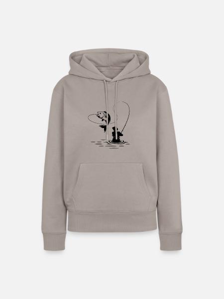 Angeln Angler Biss - Frauen Premium Bio Hoodie - Taupe